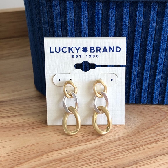 Lucky Brand Chain Link Earrings Gold and Silver - Picture 2 of 15